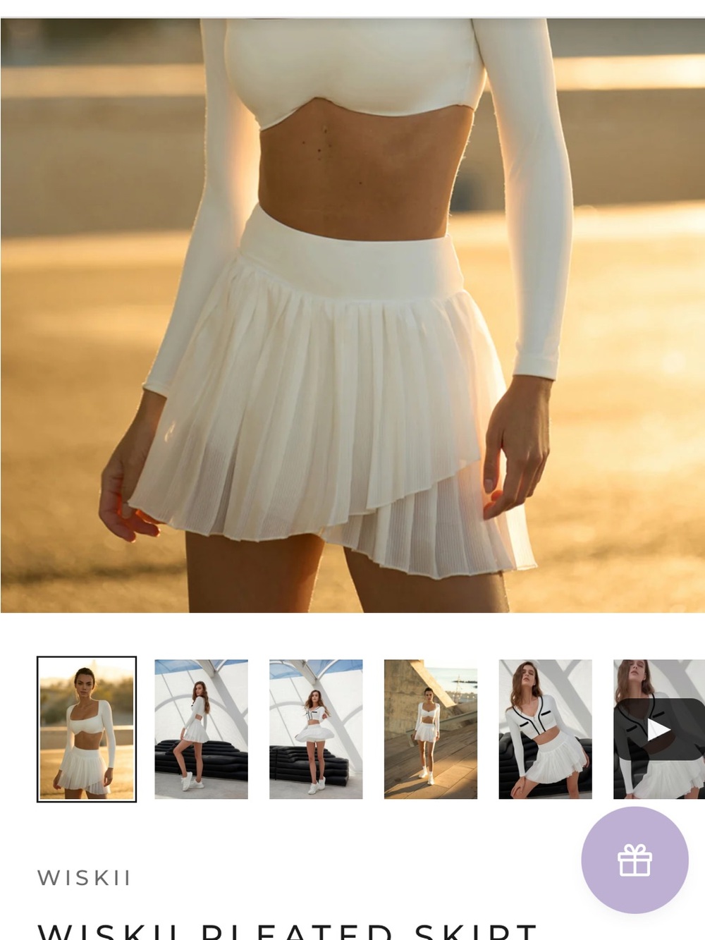 Wiskii White Pleated Mini Skirt
